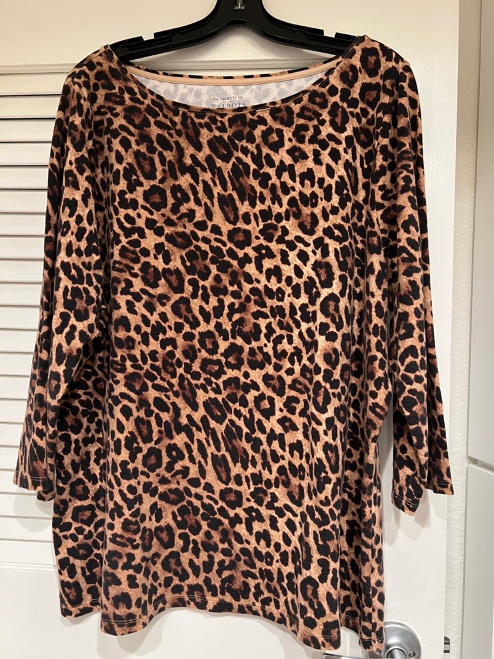 Talbots Leopard Print Long Sleeve Top in Brown and Black